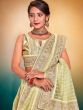 Green Sequined Bordered Saree In Silk