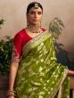 Green Floral Weaving Embellished Silk Saree