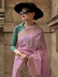 Baby Pink Silk Saree In Weaving