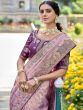 Purple Embroidered Border Sari In Silk