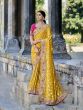 Yellow Silk Saree With Embroidered Blouse