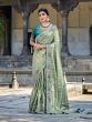 Pistachio Green Floral Bordered Silk Indian Saree Online Shopping