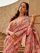 Baby Pink Silk Saree In Floral Thread Weaving