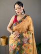 Yellow Tussar Silk Saree In Digital Print