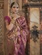 Purple Wedding Silk Weaving Saree In Stone Work