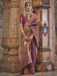 Purple Wedding Silk Weaving Indian Saree In Stone Work