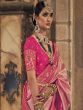 Pink Zari Weaving Banarasi Silk Saree With Blouse