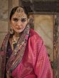 Pink Wedding Wear Zari Embellished Silk Saree