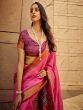 Pink Party Silk Saree In Traditional Print