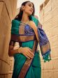 Green Silk Saree In Digital Print