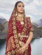 Red Bridal Satin Saree In Bandhani Print