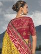 Yellow Traditional Printed Saree In Satin