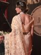 Cream Heavy Floral Designed Saree In Net 