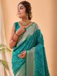 Green Bandhej Saree With Blouse In Silk