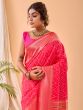 Pink Casual Wear Silk Saree In Digital Print