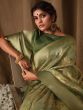 Green Festive Printed Saree In Tissue Silk