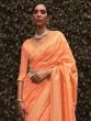 Orange Digital Printed Saree In Chinon Silk