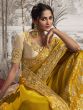 Yellow Stone Augmented Wedding Festive Silk Saree