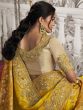 Yellow Stone Augmented Wedding Festive Silk Saree