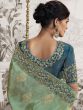 Blue Half And Half Heavy Embroidered Silk Saree