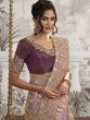 Purple Wedding Silk Saree In Heavy Floral Embroidery