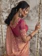 Pink Shaded Half And Half Silk Saree In Zari Embroidery