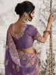 Purple Heavy Floral Bordered Party Saree In Silk