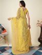 Yellow Thread Embellished Saree In Net