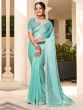 Light Turquoise Party Wear Stone Saree In Silk