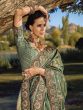 Sage Green Banarasi Silk Saree With Embroidered Blouse