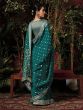 Green Party Wear Silk Saree In Floral Weaving