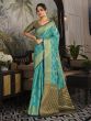 Turquoise Zari Weaving Saree In Patola Silk