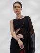 Black Party Wear Plain Saree In Georgette 