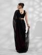 Black Party Wear Plain Saree In Georgette 