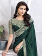 Royal Green Silk Saree In Floral Embroidery Border