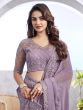 Lilac Party Wear Shimmer Silk Saree In Sequin Embroidery