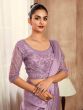 Lilac Bridesmaid Saree With Sequins Embroidered Lace 