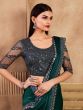 Royal Green Sequinsed Border Party Wear Silk Saree