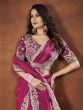 Dark Pink Bridal Saree In Silk With Embroidered Blouse