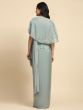 Sage Green Prestitched Saree In Chiffon With Cape And Belt