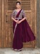 Wine Readymade Sarees In Silk With Blouse