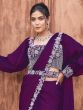 Dark Purple Wedding Sarees With Embroidered Blouse