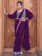 Dark Purple Wedding Sarees With Embroidered Blouse