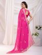 Pink Georgette Festive Saree In Traditional Print
