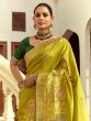 Green Traditional Wear Saree With Woven Pallu