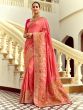 Pink Embroidered Traditional Saree With Heavy Pallu