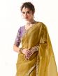 Yellow Wedding Saree In Organza With Floral Work