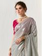 Grey Organza Saree With Sequins Embroidered Borders