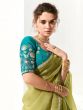 Green Festive Saree With Embroidered Blouse