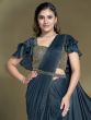 Blue Party Wear Readymade Saree In Ruffle Style
